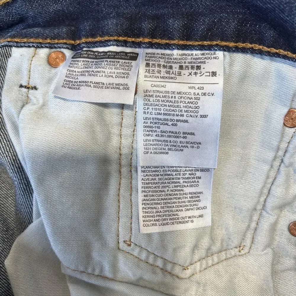 Levis 501 Mens 46x28 (46x27) Button Fly Dark Wash Denim Red Tag